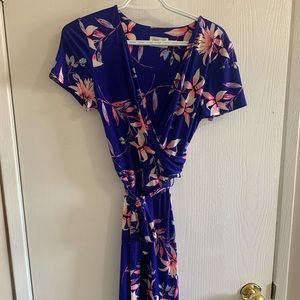 Purple Floral Jersey Wrap Dress